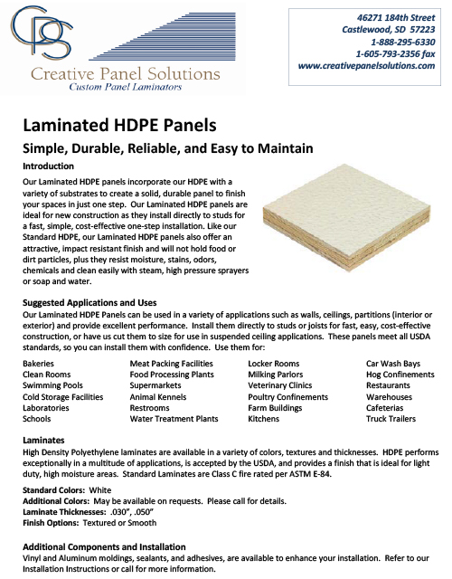 Laminated HDPE Panels
