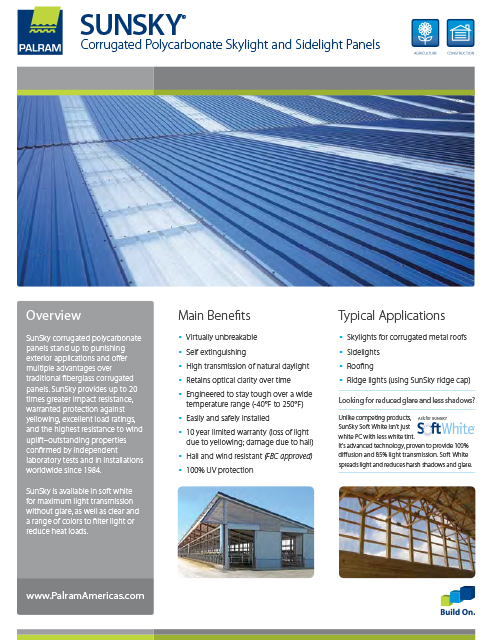 Corrugated Polycarbonate Skylight and Sidelight Panels